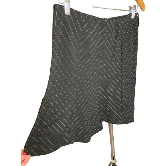 INC International Concepts Black Pinstripe Patterned A Line Short Skirt Sz 6 - Picture 3 of 8